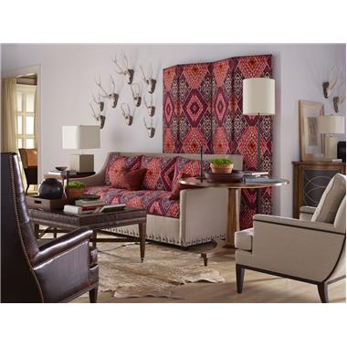 Graydon Room Scene with Alexander Chair, Cline Chair, Bexley Cocktail Ottoman with Trays, Turner End Table and Duchamp Credenza