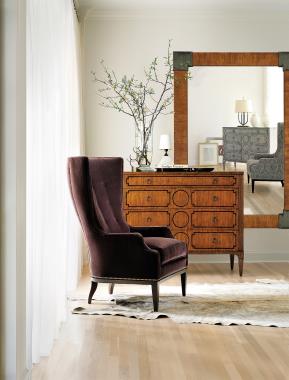 Elliott Wing Chair, Artisan Chest and Fennell M2M® Mirror Room Scene