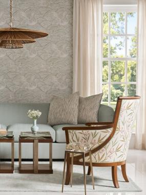 Room Scene: HC3003-46 Kate RAF Sofa & HC3003-47 Kate LAF Chaise shown in HC499-72 fabric and throw pillows in HC474-32 fabric and Chestnut finish; HC5422-22 Breck Chair shown in HC452-73 fabric with HC457-72 welt and Chestnut finish; HC3083-70 Grace Bunching Tables shown in Chestnut finish and HCP5388-STK Grace Spot Table.