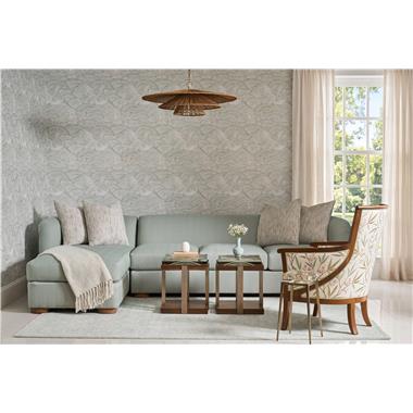 Room Scene: HC3003-46 Kate RAF Sofa & HC3003-47 Kate LAF Chaise shown in HC499-72 fabric and throw pillows in HC474-32 fabric and Chestnut finish; HC5422-22 Breck Chair shown in HC452-73 fabric with HC457-72 welt and Chestnut finish; HC3083-70 Grace Bunching Tables shown in Chestnut finish and HCP5388-STK Grace Spot Table.