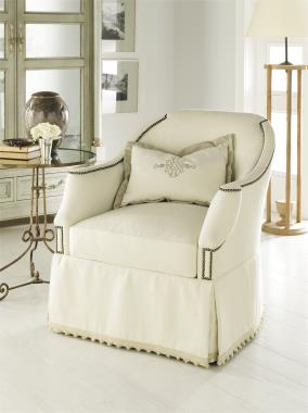 Room Scene: HC320-21 Eton Chair shown with HC2393-10 Plain with COM tape trim and standard NS-00 nail head trim.