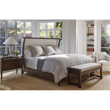 Room Scene: HC3463-10 Cliveden King Bed with Low Footboard, HC3469-10 Sydney Nightstand / Side Table, HC3422-21 Meredith Chair and HC3413-30 Birkdale Bench 