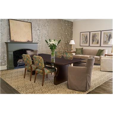 Room Scene: HC4616-01 Cove Dining Chair shown in HC812-76-LIBERTY fabric and Hc457-26 welt with Truffle finish, HC240-70 Elio Dining Table shown in Espresso finish, HC7648-23 Phoebe Dining Chair shown in PE1104-25 fabric with Espresso finish, HC4202-13 Silhouettes Swivel Chair shown in HC3818-12 fabric, HC4120-01 Silhouettes Sofa shown in HC297-82 fabric with Antique Nail trim and throw pillows in HC4412-68 fabric with Kohl finish and HCP292-STK Darcy Side table.