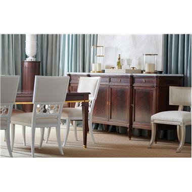 HC5245-70 Jefferson Sideboard with HC5245-80 Stone Top, HC5350-02 Ilsa Side Chair with Figure-Eight Panel and HC5420-23 Regan Klismos Chair Room Scene

