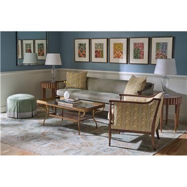 Room Scene: HC1841-51-5 Westover M2M 84" shown in HC3534-72 fabric and HC176-11 welt with throw pillows in HC810-27 fabric and Truffle finish, HC1841--51 M2M 28" shown in HC810-27-LIBERTY fabric with HC4325-12 welt and Truffle finish, HC4506-70 Scalla End Table shown in Truffle finish, HC5279-10 Betty Cocktail Table and Hc4614-29 Marcella Ottoman shown in HC457-72 fabric with COM banding.