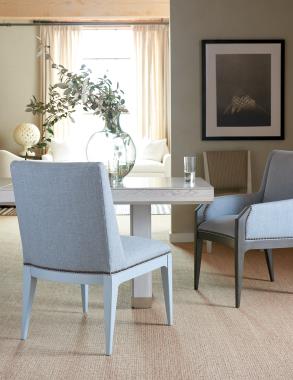 HC8540-70 Oliver Dining Table, HC8510-02 Loretta Side Chair, 
HC8506-01 Tate Arm Chair.
