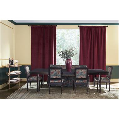 Room Scene: HC6240-70 Francois Dining Table shown in Kohl finish, HC4607-51-4Lina M2M Banquette shown in C806-74-LIBERTY fabric with Kohl finish, HCP9004-STK Ellipse Bar, HC9751-02 Louis XVI  Dining Side Chair shown in C806-74-LIBERTY fabric with Kohl finish, HC9751-01 Louis XVI  Dining Arm Chair shown in C806-74-LIBERTY fabric with Kohl finish.