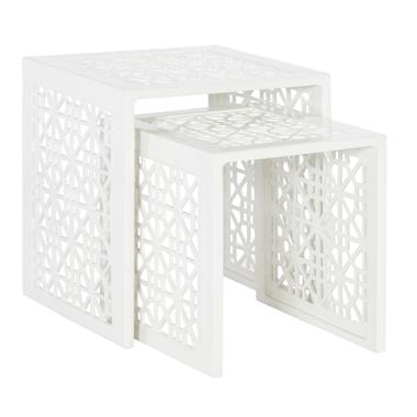 Haret Outdoor Nesting End Table - Cloud White 